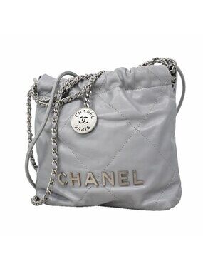 Chanel Shoulder Bag Gray Silver